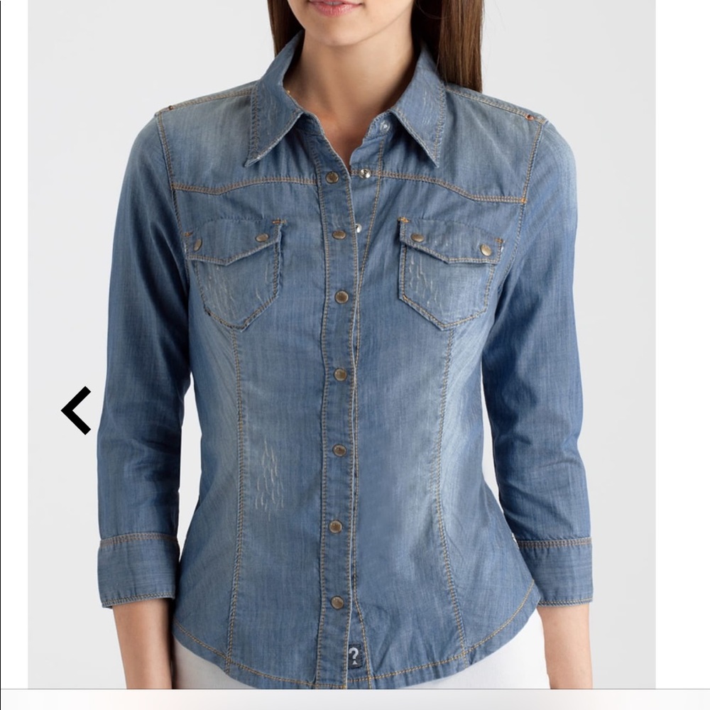Guess Lexi denim shirt distressed look
J